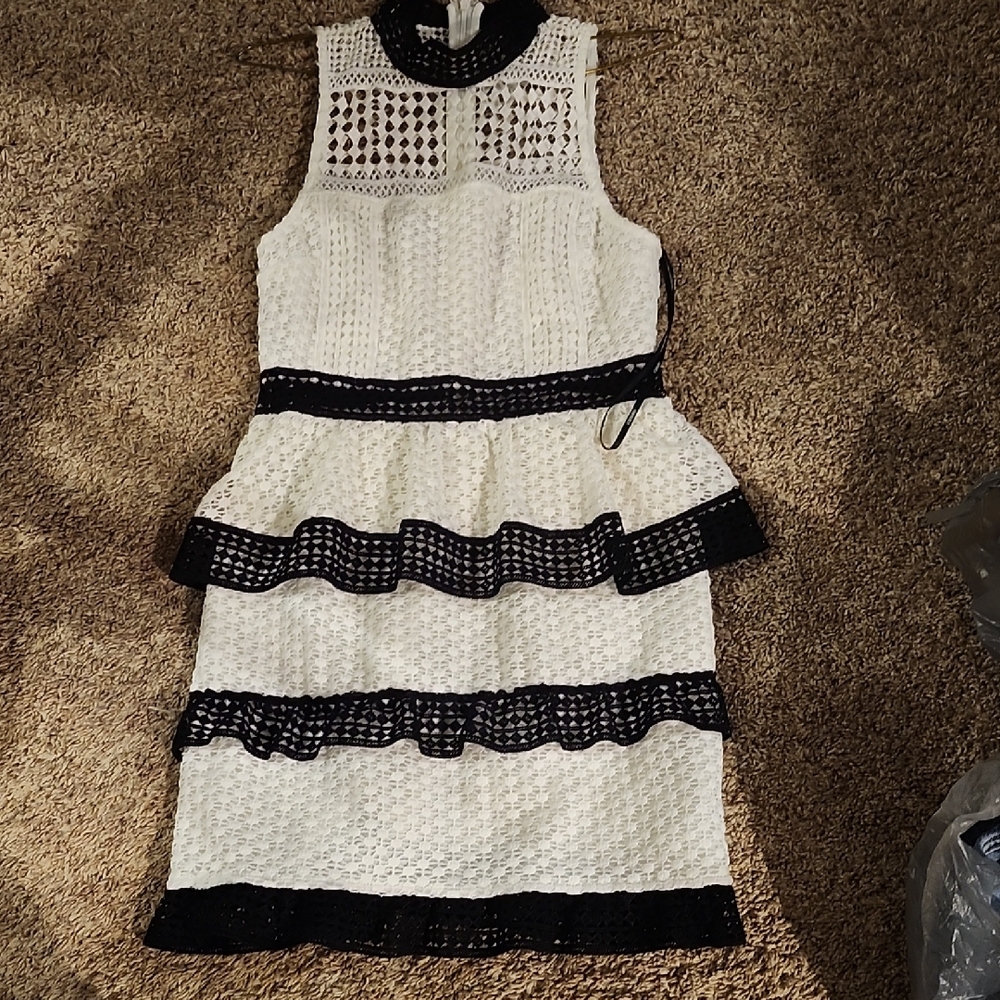 Forever 21 Black and White Crochet Midi Dress